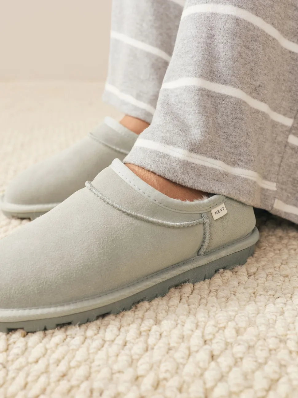 Light Grey Suede Shoot Slippers