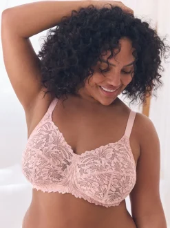 Light Pink B-H Total Support Non Pad Non Wire Full Cup Lace Ultimate Comfort Bra