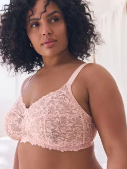 Light Pink B-H Total Support Non Pad Non Wire Full Cup Lace Ultimate Comfort Bra