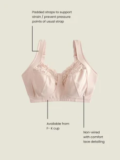 Light Pink F-K Ultimate Comfort Cup Padded Strap Non Pad Non Wired Bra with Side Support