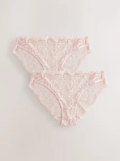 Light Pink High Leg Ultimate Comfort Lace Knickers 2 Pack