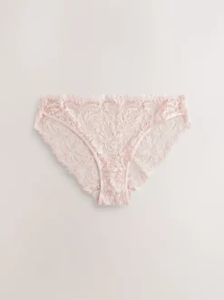 Light Pink High Leg Ultimate Comfort Lace Knickers 2 Pack