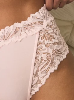 Light Pink High Waist High Leg Ultimate Comfort Lace Knickers 2 Pack