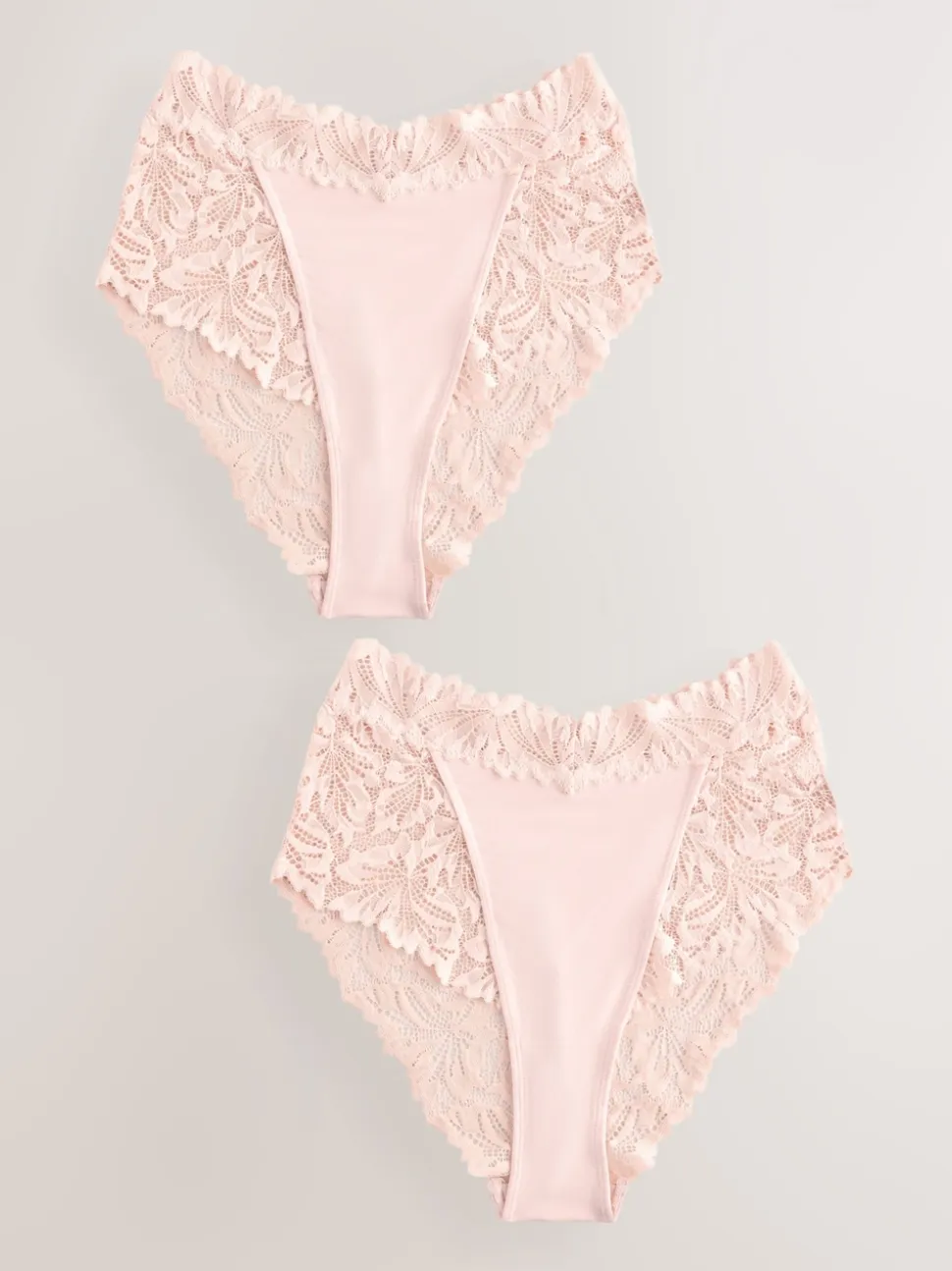 Light Pink High Waist High Leg Ultimate Comfort Lace Knickers 2 Pack