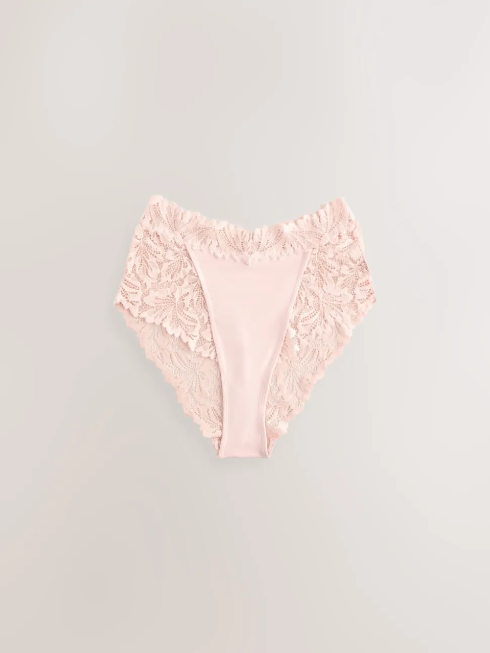 Light Pink High Waist High Leg Ultimate Comfort Lace Knickers 2 Pack