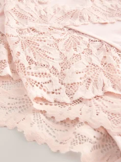 Light Pink High Waist High Leg Ultimate Comfort Lace Knickers 2 Pack