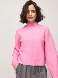Light Pink Supersoft High Neck Seam Detail Jumper