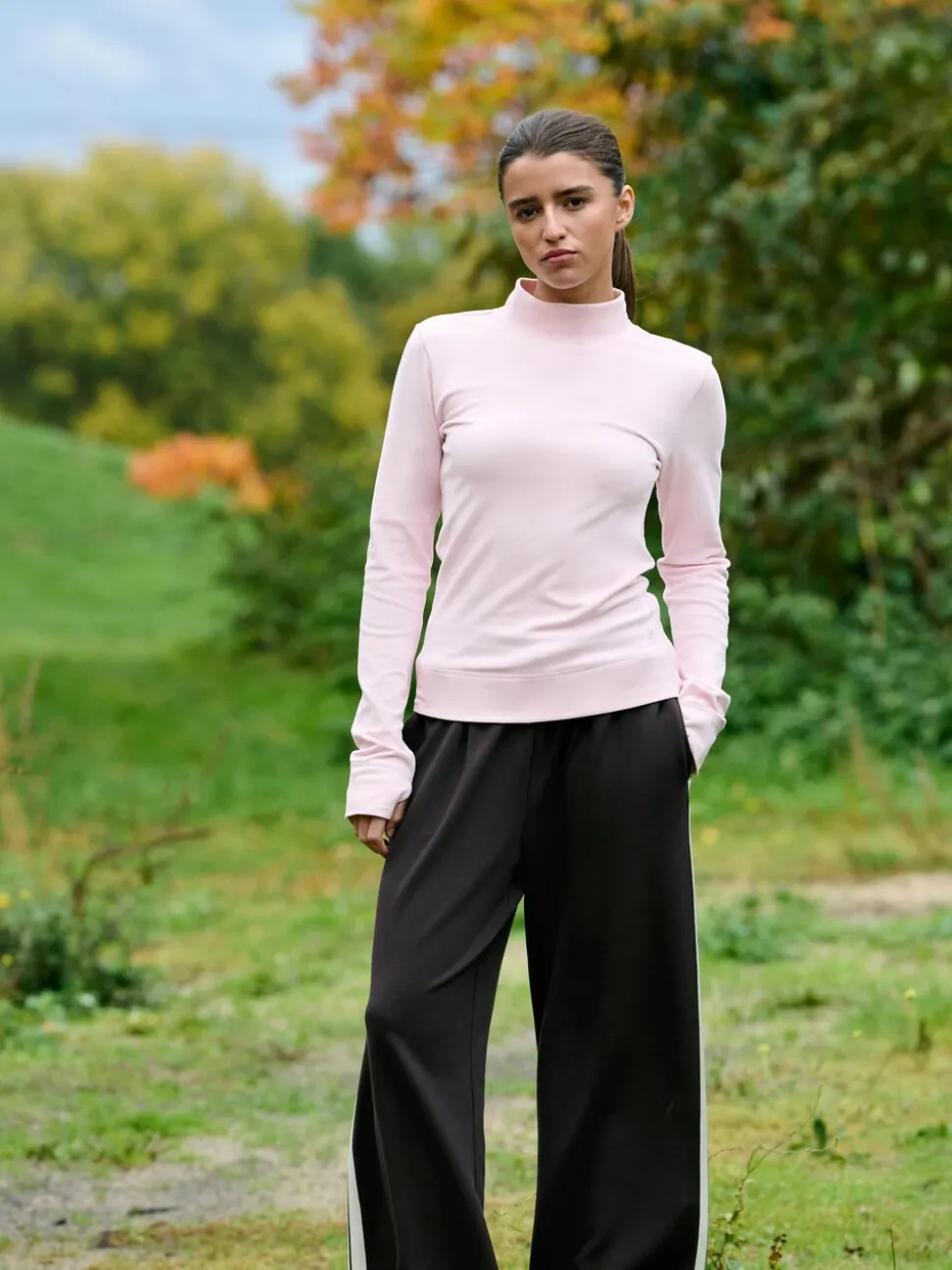 Light Pink Thermal Soft Touch Long Sleeve High Neck Top
