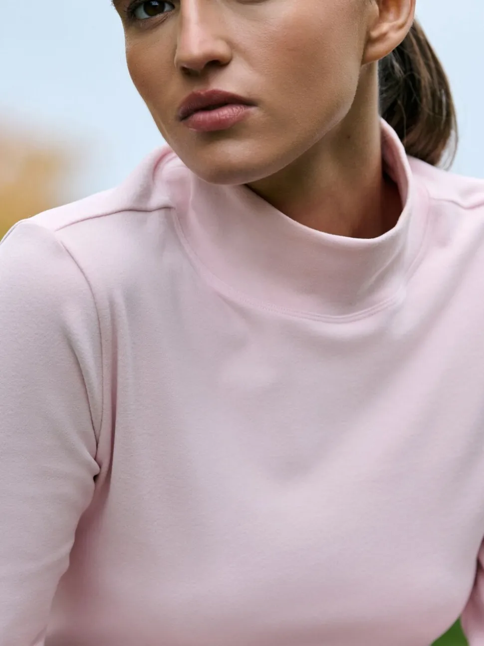Light Pink Thermal Soft Touch Long Sleeve High Neck Top