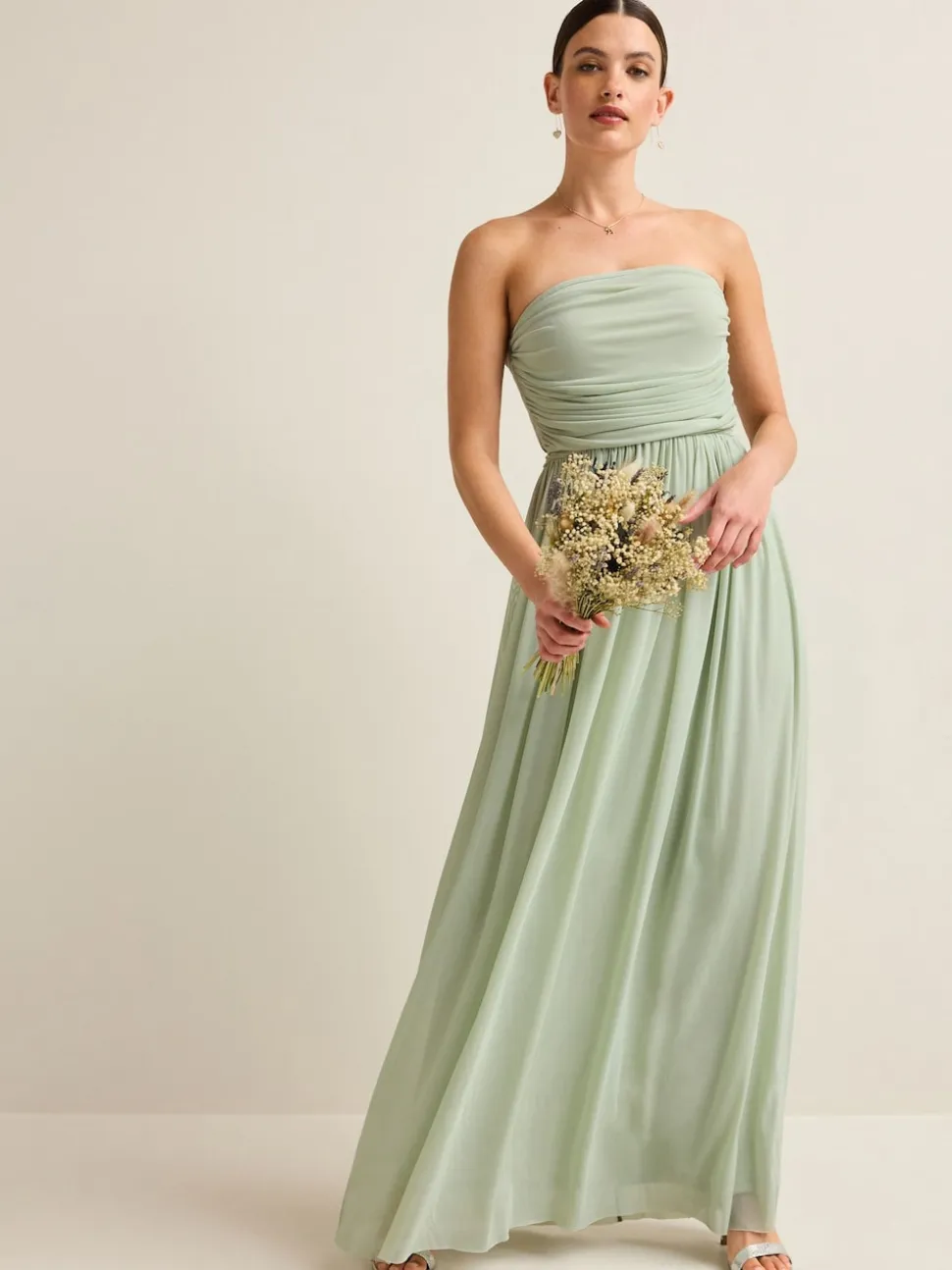 Light Sage Green Mesh Multiway Wedding Guest Bridesmaid Maxi Dress