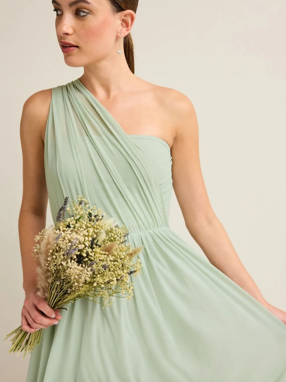 Light Sage Green Mesh Multiway Wedding Guest Bridesmaid Maxi Dress