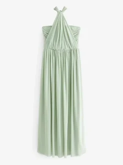 Light Sage Green Mesh Multiway Wedding Guest Bridesmaid Maxi Dress