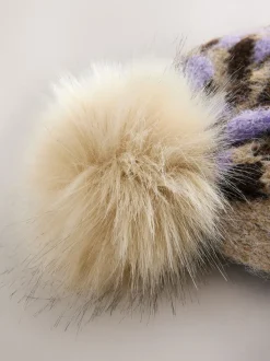 Lilac Animal Knitted Pom Hat
