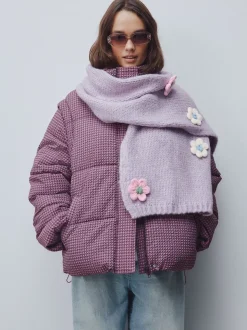 Lilac Flower Hand Knit Heavyweight Scarf