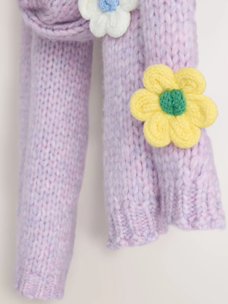 Lilac Flower Hand Knit Heavyweight Scarf