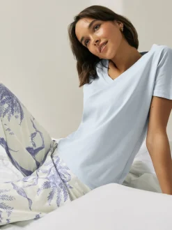 Lilac Purple Palm Short Sleeve Pyjamas