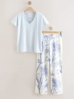 Lilac Purple Palm Short Sleeve Pyjamas