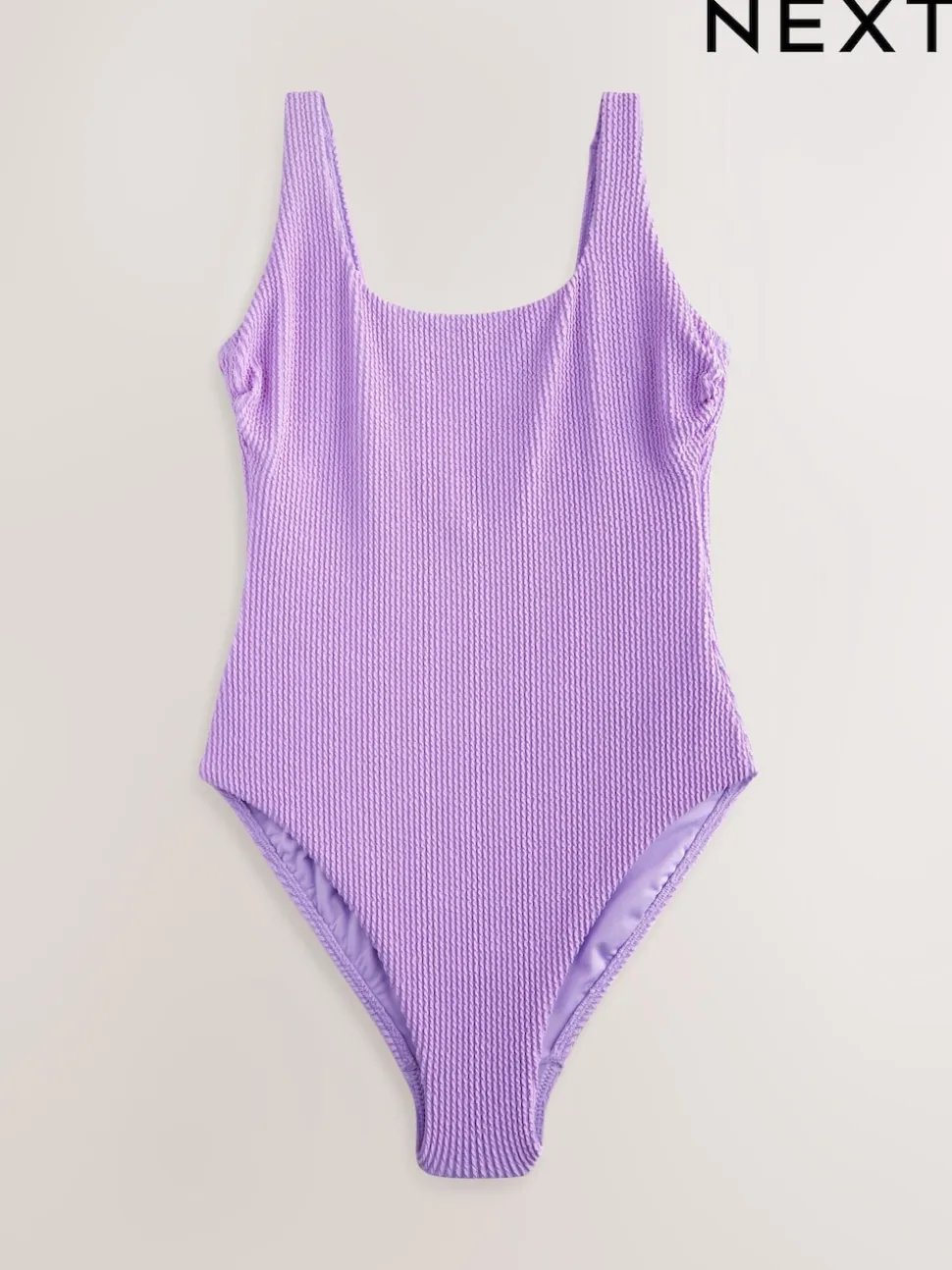 Lilac Purple Scoop Neck Tummy Control Swimsuit