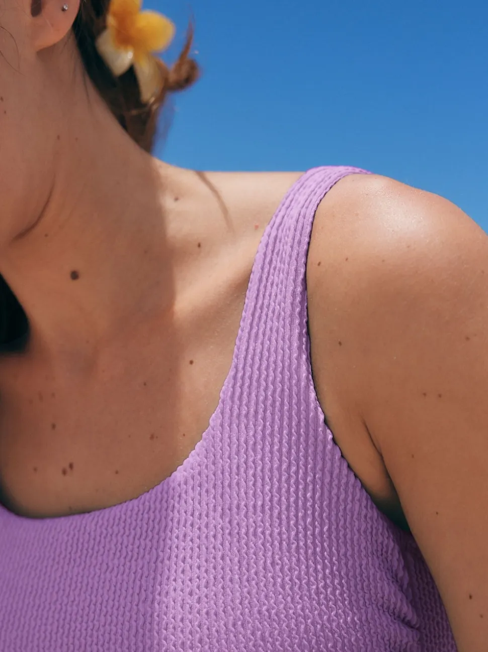 Lilac Purple Scoop Neck Tummy Control Swimsuit