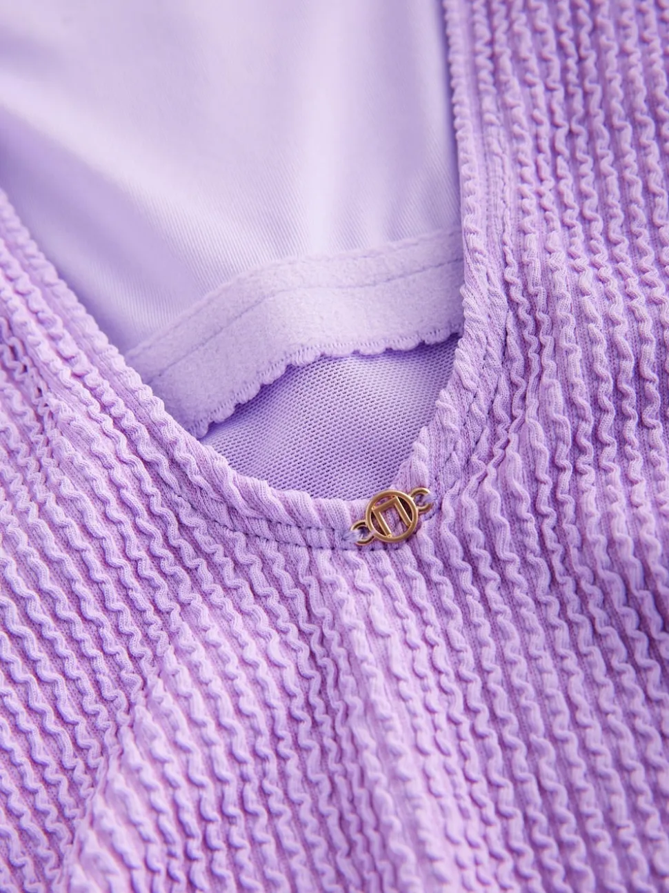 Lilac Purple Scoop Neck Tummy Control Swimsuit