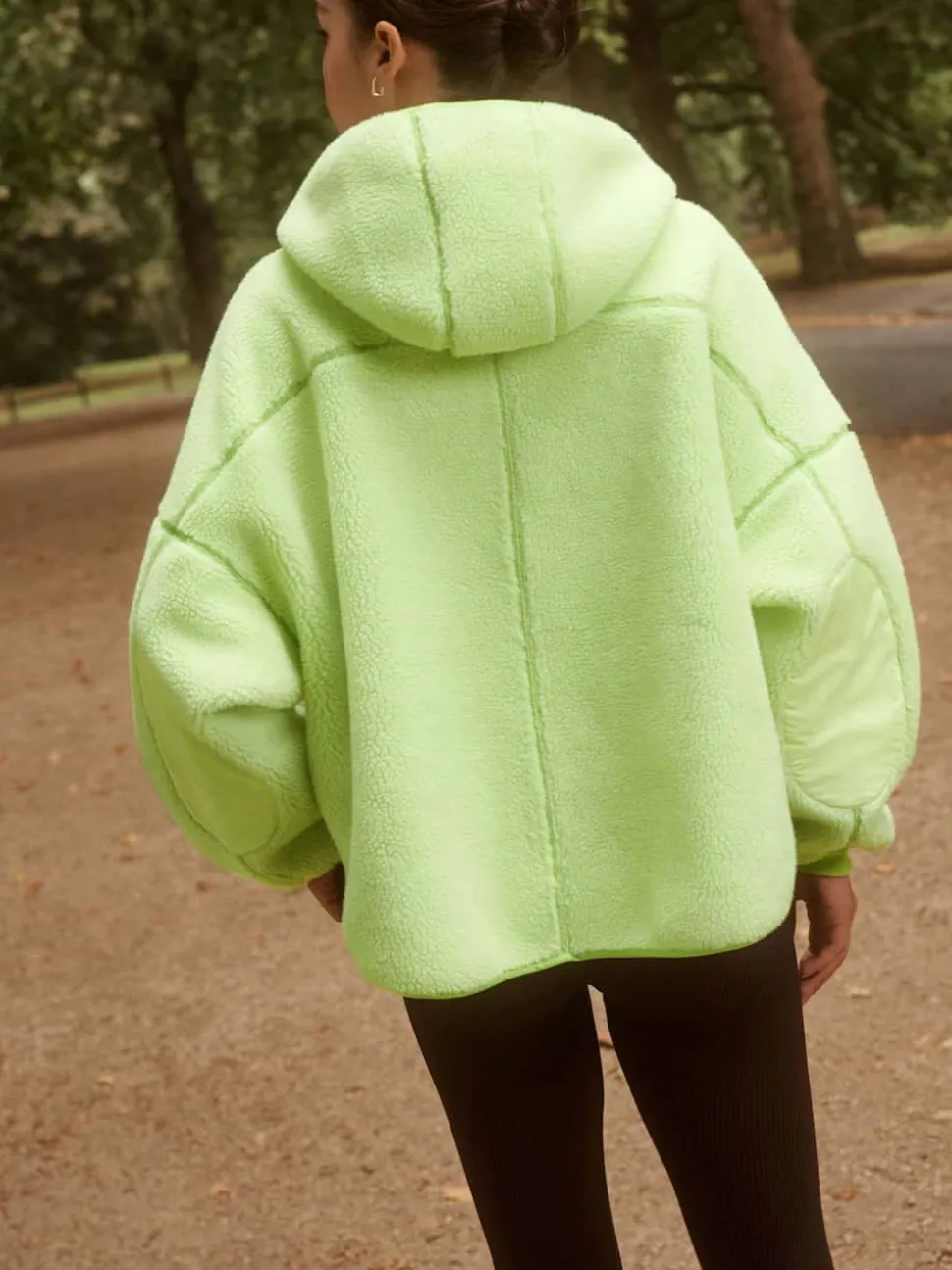 Lime Green Active Borg Hooded Jacket
