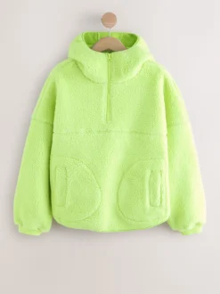 Lime Green Active Borg Hooded Jacket