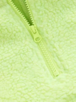 Lime Green Active Borg Hooded Jacket
