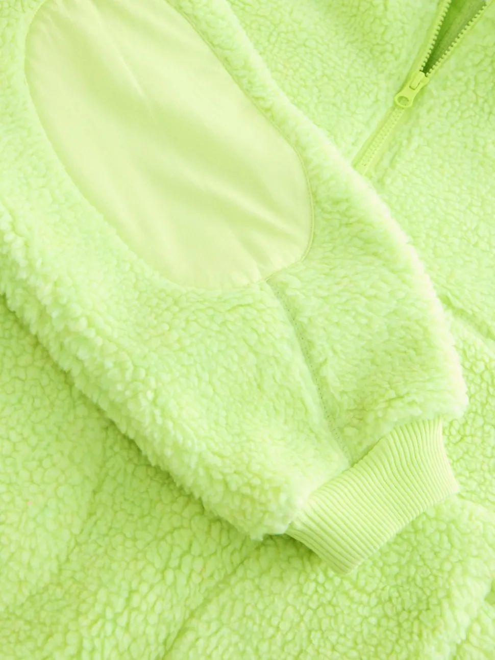 Lime Green Active Borg Hooded Jacket