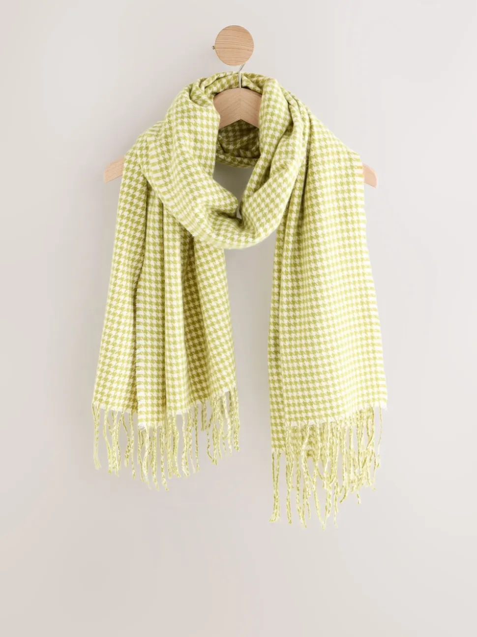 Lime Green Houndstooth Midweight Scarf