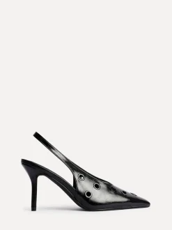 Linzi Black Abel Sligback Courts Heels with Eyelet Detail