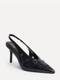 Linzi Black Abel Sligback Courts Heels with Eyelet Detail