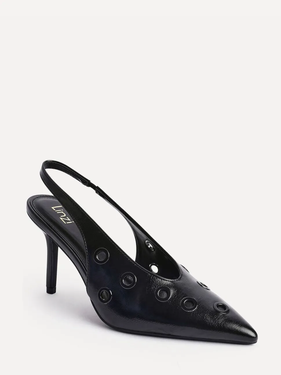 Linzi Black Abel Sligback Courts Heels with Eyelet Detail