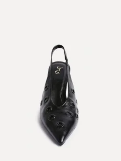 Linzi Black Abel Sligback Courts Heels with Eyelet Detail