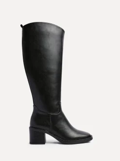 Linzi Black Brandy Block Heel High Leg Boots