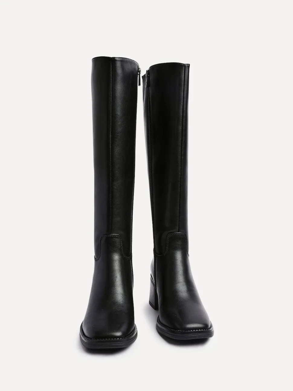 Linzi Black Brandy Block Heel High Leg Boots
