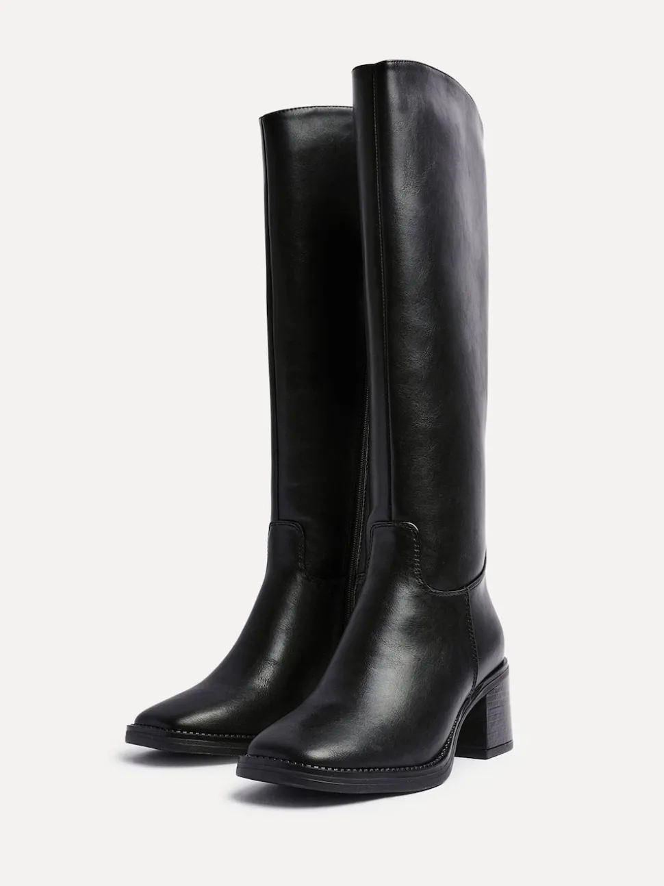 Linzi Black Brandy Block Heel High Leg Boots
