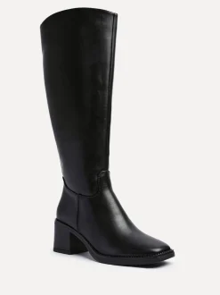 Linzi Black Brandy Block Heel High Leg Boots