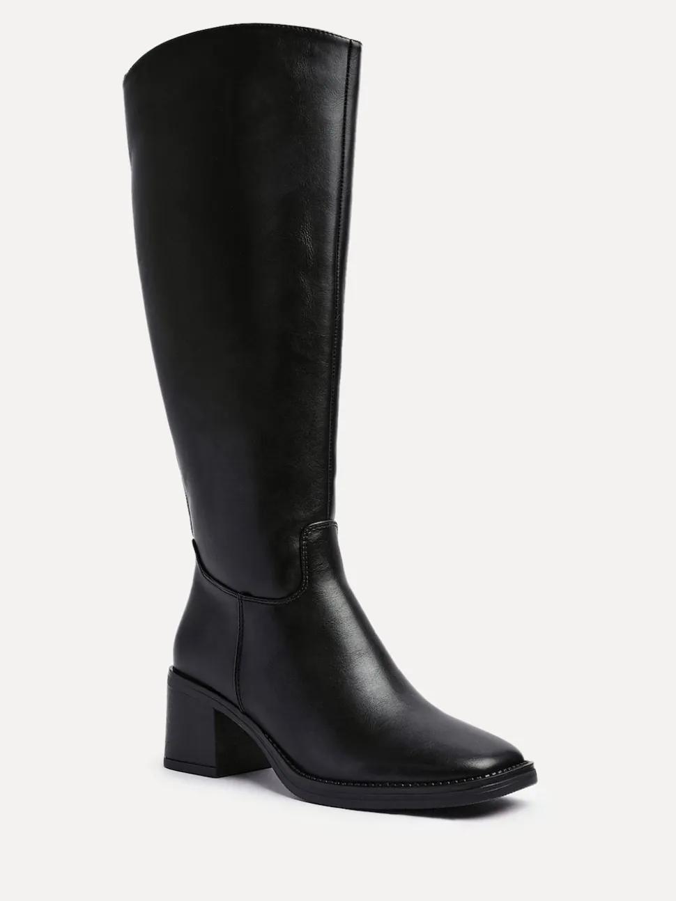 Linzi Black Brandy Block Heel High Leg Boots