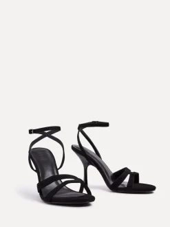 Linzi Black Bronte Heeled Sandals with Double Front Strap