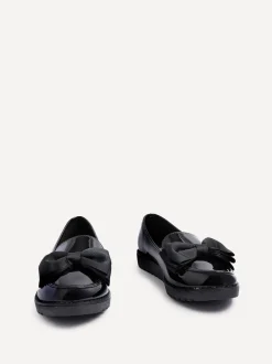 Linzi Black Cathy Platform Loafers with Large Bow
