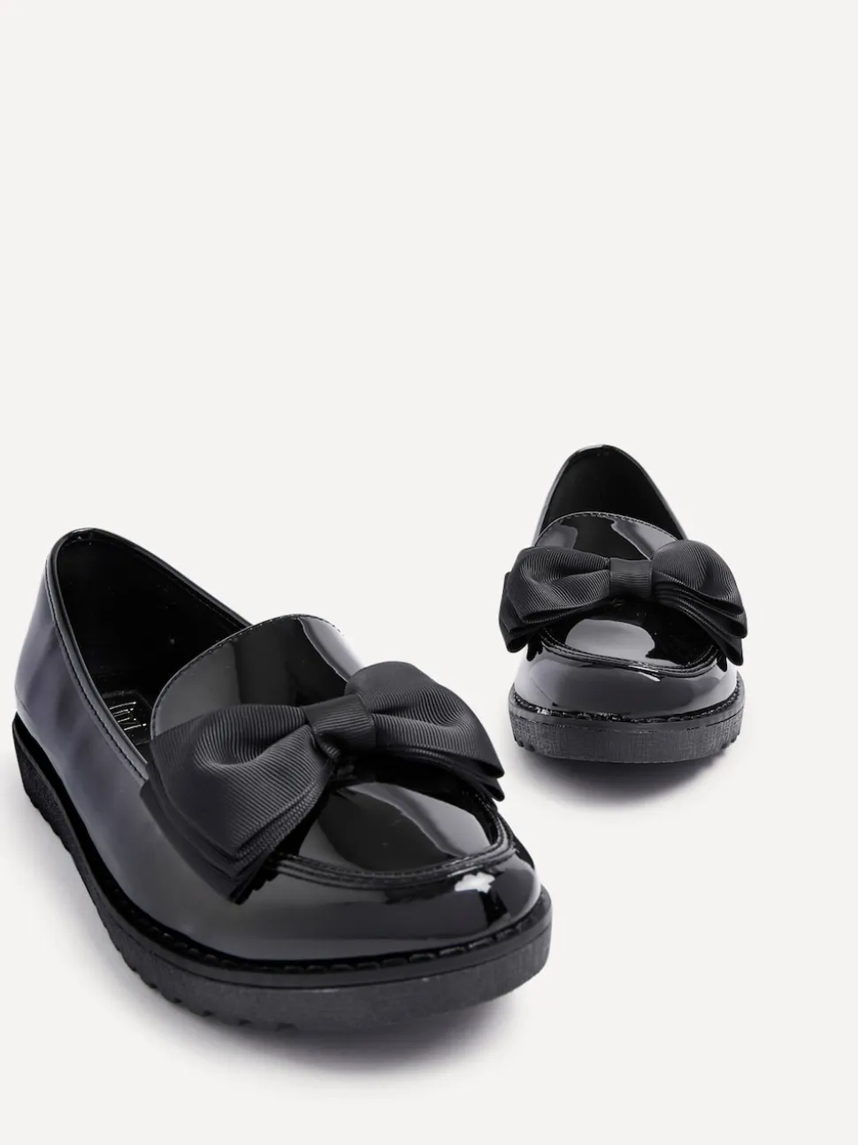 Linzi Black Cathy Platform Loafers with Large Bow