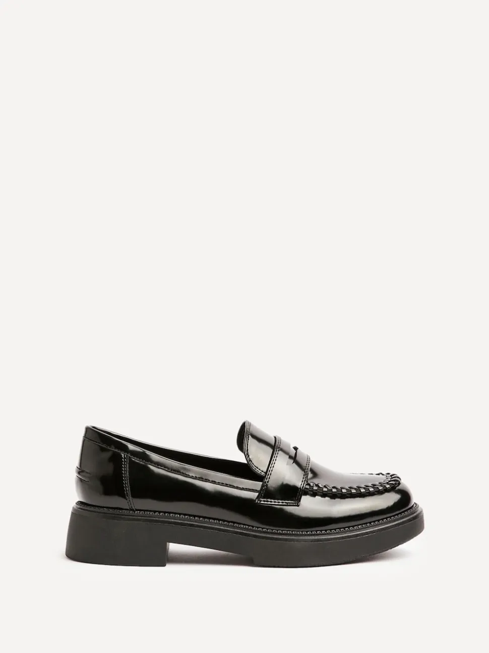 Linzi Black Direction Chunky Loafers With Woven Detail