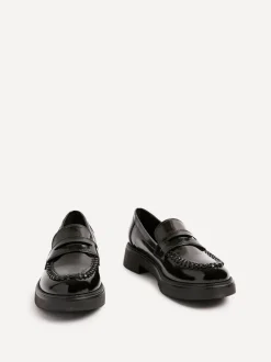 Linzi Black Direction Chunky Loafers With Woven Detail