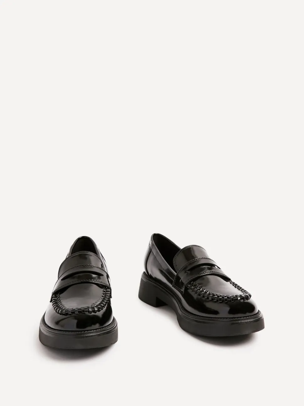 Linzi Black Direction Chunky Loafers With Woven Detail