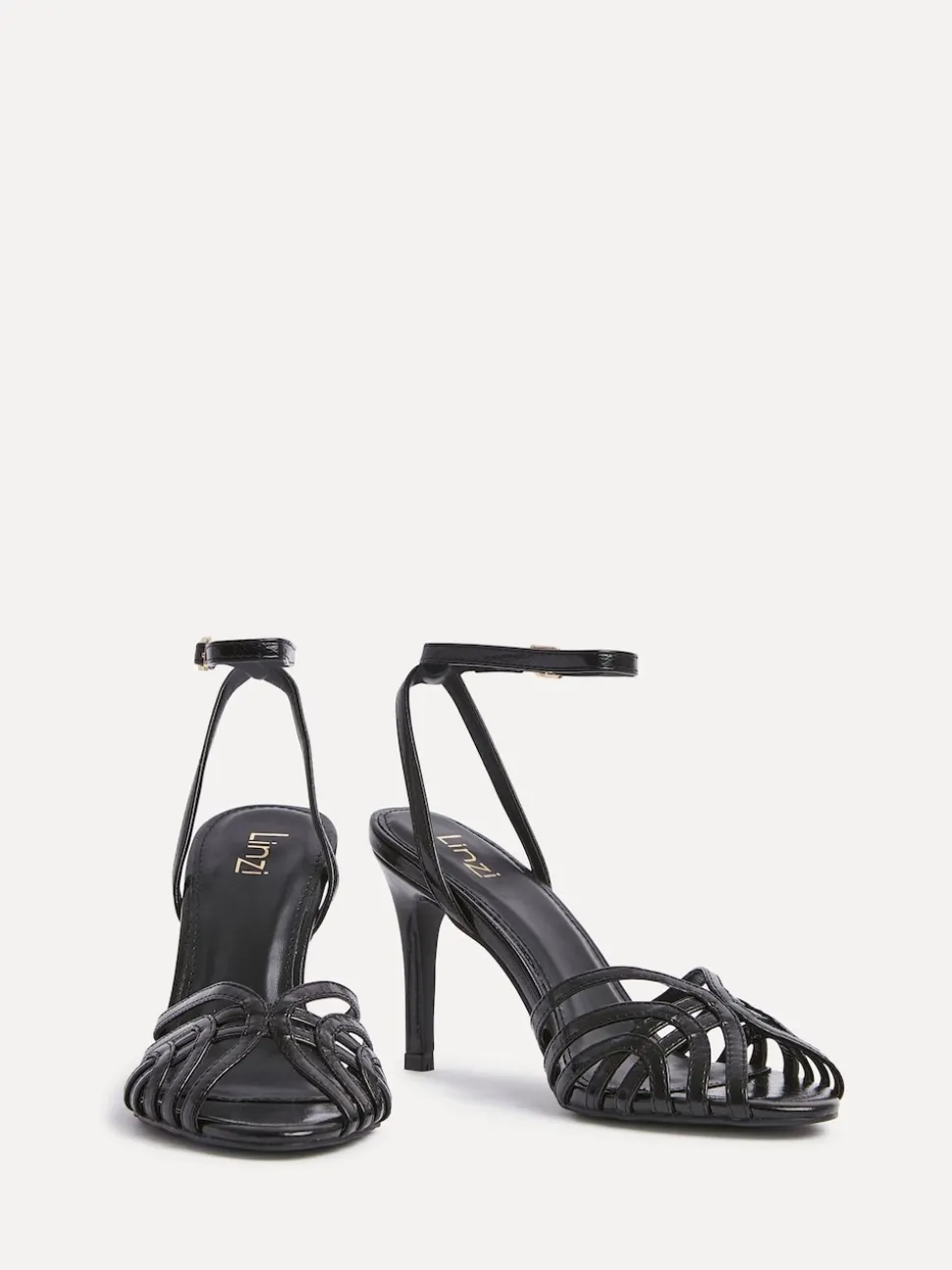 Linzi Black Eros Caged Stiletto Heel Sandals
