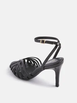 Linzi Black Eros Caged Stiletto Heel Sandals