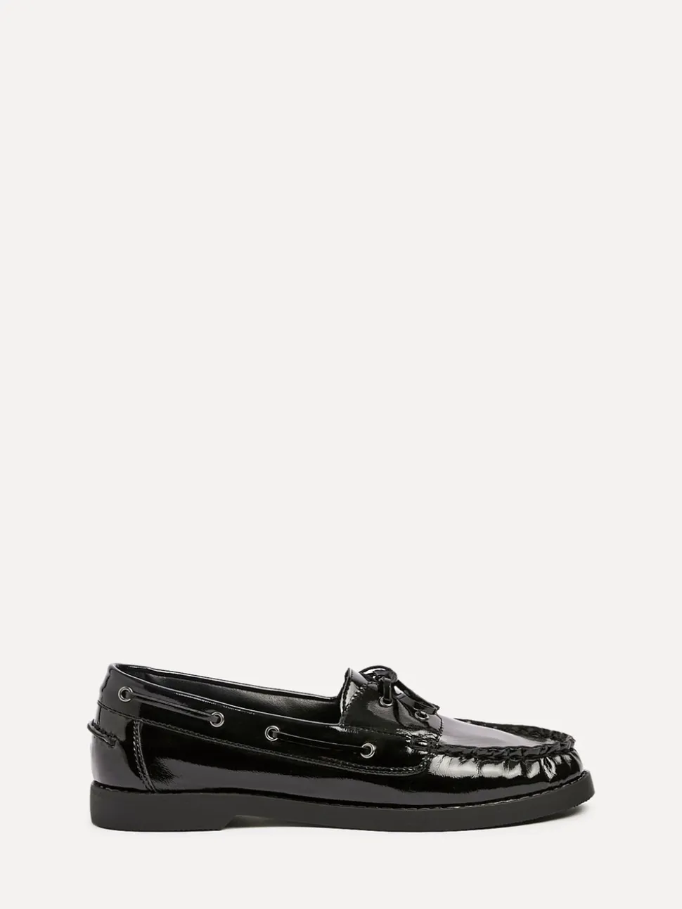 Linzi Black Frame Slip-On Loafers With Ruched Front Detailing