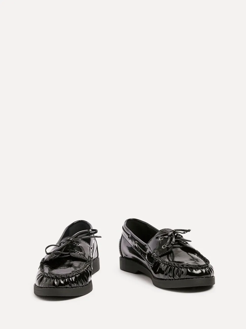 Linzi Black Frame Slip-On Loafers With Ruched Front Detailing