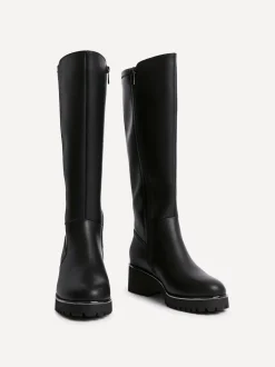 Linzi Black Gravity Stretch High Leg Wedge Boots