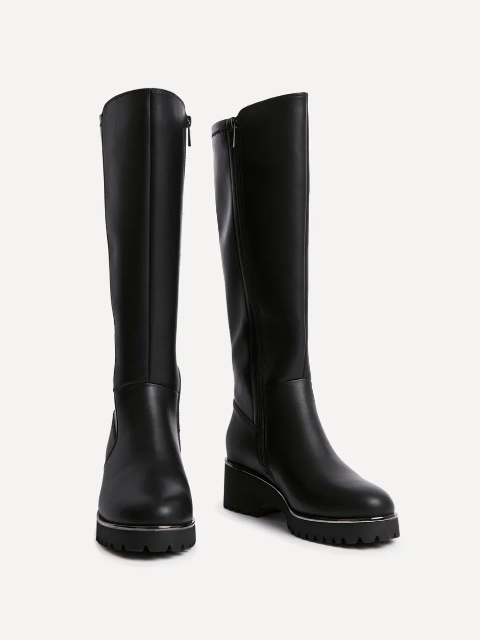 Linzi Black Gravity Stretch High Leg Wedge Boots
